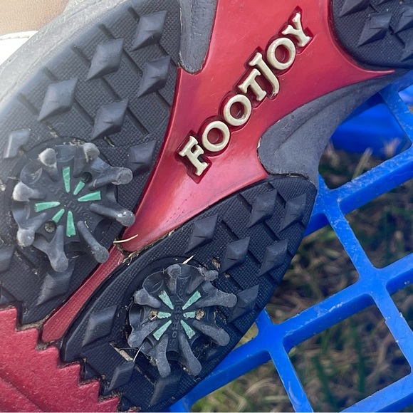 FootJoy GreenJoys Men’s 8.5 W White Brown Leather Soft Spike Golf Cleats 45516 - Picture 16 of 16